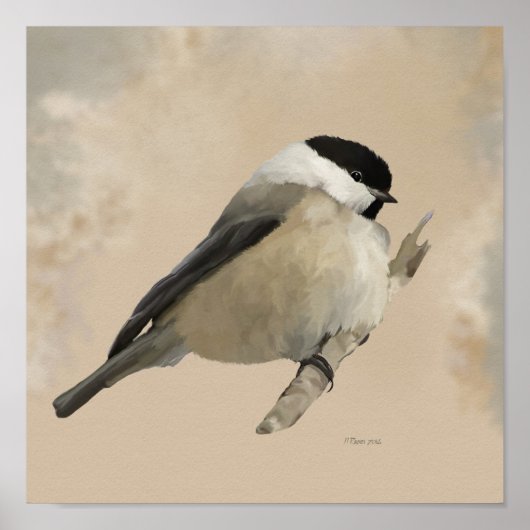 Perched Willow Tit Poster (Vorne)