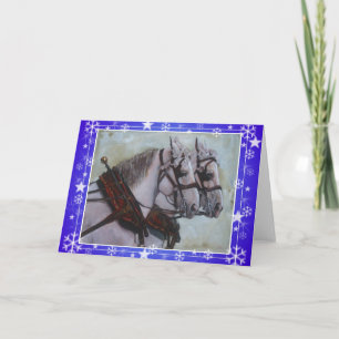 Percheron Draft HorChristmas Card blau Feiertagskarte