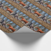 Percheron & Dun Ranch Pferde Kämpfen Foto Geschenkpapier (Ecke)