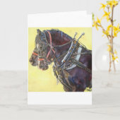 Percheron Entwurf der Pferdemannschaft Grußkarte Karte (Gelbe Blume)