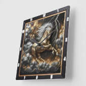 Percheron Pferdedesign: Custom Gold, Metal Time St Quadratische Wanduhr (Winkel)