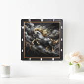 Percheron Pferdekunst: Metallsturm, Custom Time Go Quadratische Wanduhr (Zuhause)