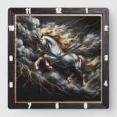 Percheron Pferdekunst: Metallsturm, Custom Time Go Quadratische Wanduhr (Vorderseite)
