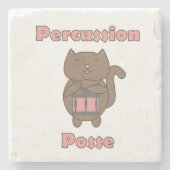 Percussion Posse Cute Drumming Cat Music Lover Steinuntersetzer (Vorderseite)