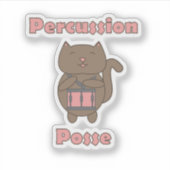 Percussion Posse - Cute Funny Drummer Cat Aufkleber (Vorderseite)