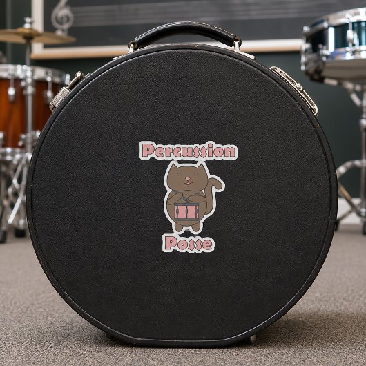Percussion Posse - Cute Funny Drummer Cat Aufkleber