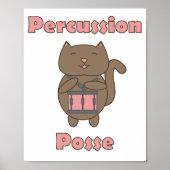 Percussion Posse - Süße Schlagzeuger Katze Poster (Vorne)