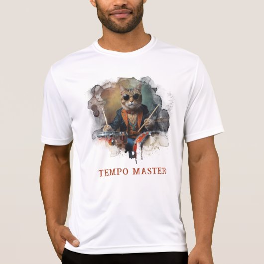 *~* Percussionist Cool Cat Focused DRUMMER AP91 T-Shirt (Vorderseite)