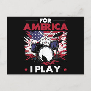 Percussionist Drum Drummer American Flag Patriotic Postkarte
