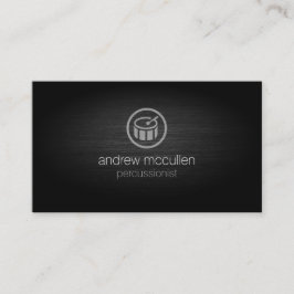 Percussionist Drum Icon Brushed Metal Musician Visitenkarte