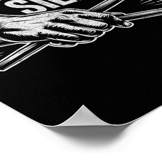 Percussionist Drummer I Destroy Silence Drumming L Poster (Ecke)