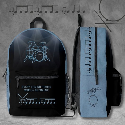 Percussionist Slate Blue Edgy Drummer Bedruckter Rucksack