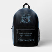 Percussionist Slate Blue Edgy Drummer Bedruckter Rucksack (Vorderseite)