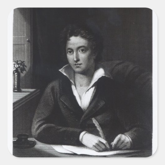 Percy Bysshe Shelley, eingraviert von William Holl Quadratischer Aufkleber (Vorderseite)