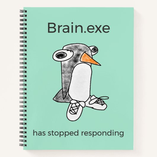 Percy Penguin Brain.exe Has Stopped Notebook Notizblock (Vorderseite)