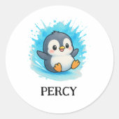 Percy Penguin Sticker - Süße Tier Name Label (Vorderseite)