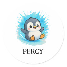 Percy Penguin Sticker - Süße Tier Name Label
