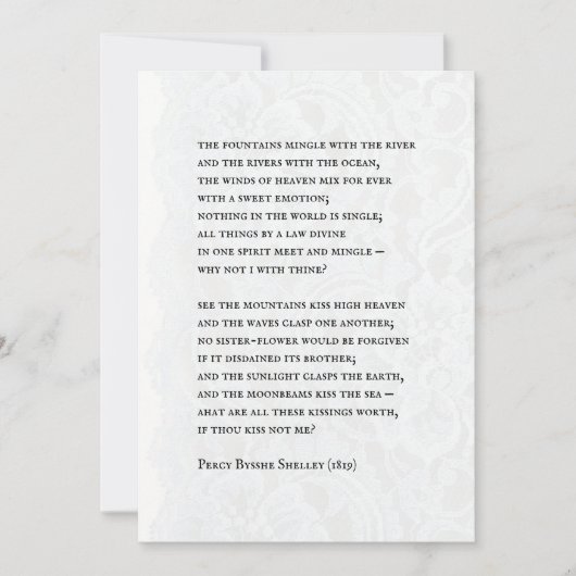 Percy - Romantic Poem Wedding Invitation Einladung (Vorderseite)