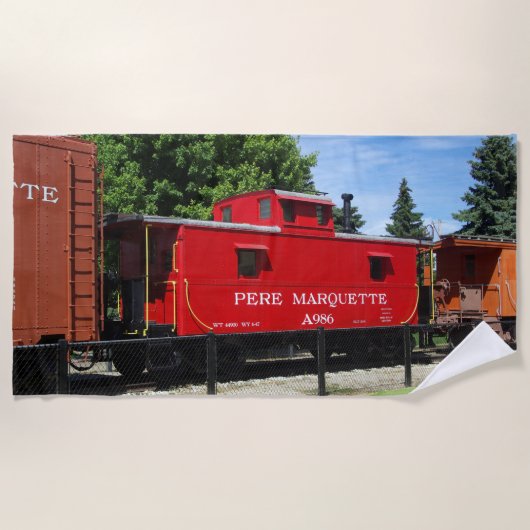 Pere Marquette Caboose A986 Strandtuch (Vorderseite)