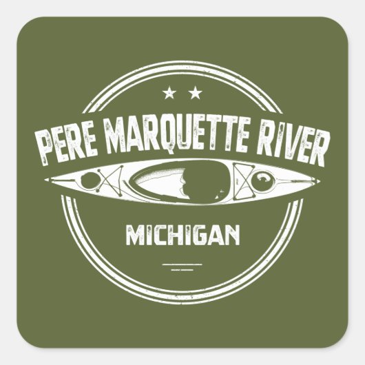 Pere Marquette River Michigan Kayaking Quadratischer Aufkleber (Vorderseite)