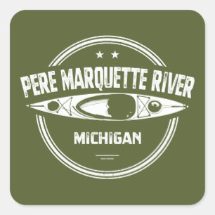 Pere Marquette River Michigan Kayaking Quadratischer Aufkleber