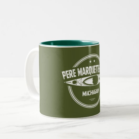Pere Marquette River Michigan Kayaking Zweifarbige Tasse (Vorderseite Links)