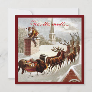 Père Noël avec traîneau et renne invités Einladung