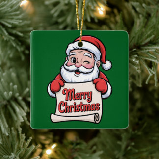 Père Noël Clin d'Œil 🎅 "Merry Christmas" Keramikornament