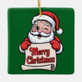 Père Noël Clin d'Œil 🎅 "Merry Christmas" Keramikornament (Vorderseite)
