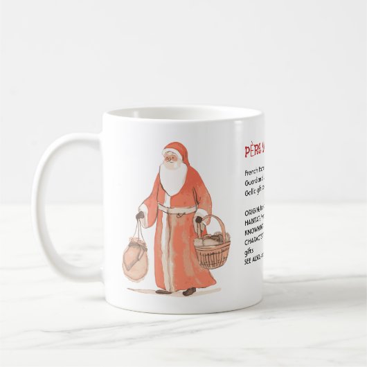 Père Noël French Father Weihnachtswörterbuch Kaffeetasse (Links)