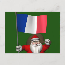 Père Noël mit der Flagge Frankreichs Postkarte
