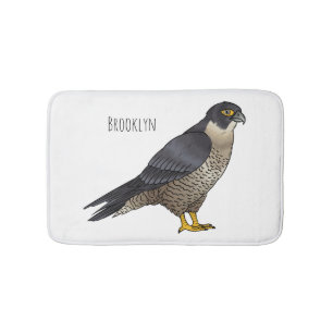 Peregrine falcon bird Cartoon Illustration Badematte