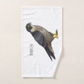 Peregrine falcon bird Cartoon Illustration Badhandtuch Set (Handtuch)