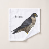 Peregrine falcon bird Cartoon Illustration Badhandtuch Set (Waschlappen)