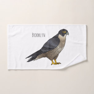 Peregrine falcon bird Cartoon Illustration Badhandtuch Set
