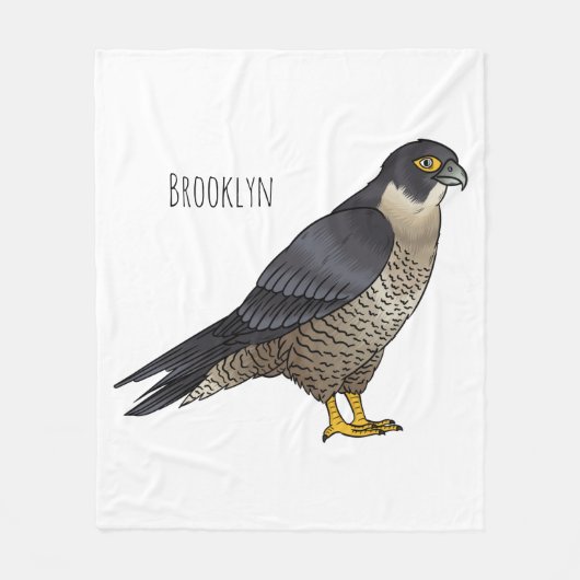 Peregrine falcon bird Cartoon Illustration Fleecedecke (Vorderseite)