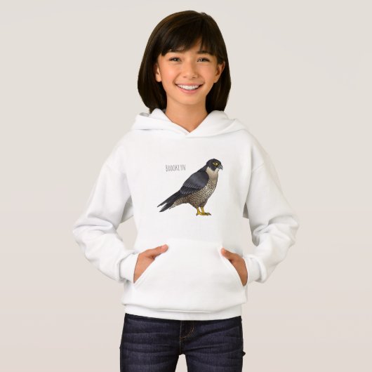 Peregrine falcon bird Cartoon Illustration Hoodie (Vorne ganz)