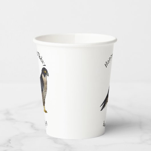 Peregrine falcon bird Cartoon Illustration Pappbecher (Links)