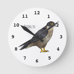 Peregrine falcon bird Cartoon Illustration Runde Wanduhr