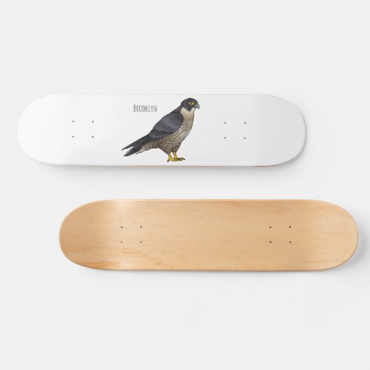 Peregrine falcon bird Cartoon Illustration Skateboard (Horizontal)