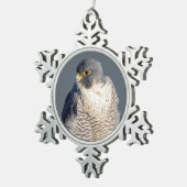 Peregrine Falcon entlang des Hudson River Schneeflocken Zinn-Ornament (Rechts)
