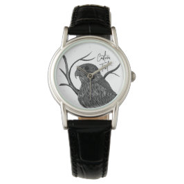 Peregrine Falcon in Baumzweigen mit Handschrift Armbanduhr