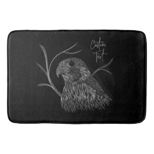 Peregrine Falcon in Baumzweigen mit Handschrift Badematte