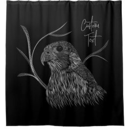 Peregrine Falcon in Baumzweigen mit Handschrift Duschvorhang