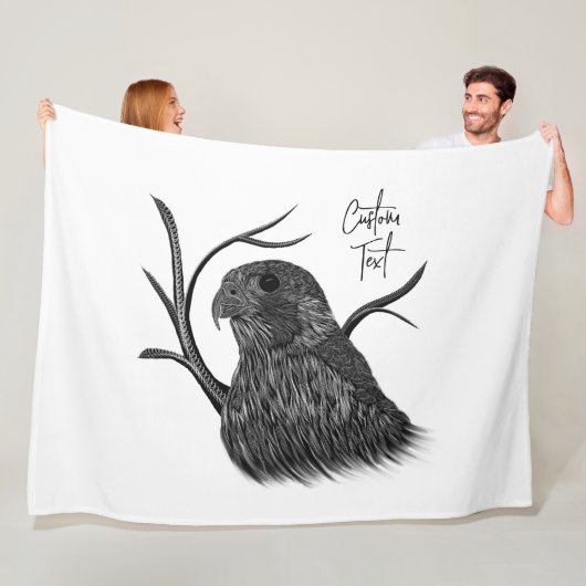 Peregrine Falcon in Baumzweigen mit Handschrift Fleecedecke (Beispiel)