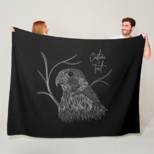 Peregrine Falcon in Baumzweigen mit Handschrift Fleecedecke