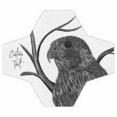 Peregrine Falcon in Baumzweigen mit Handschrift Fußball (Flach)