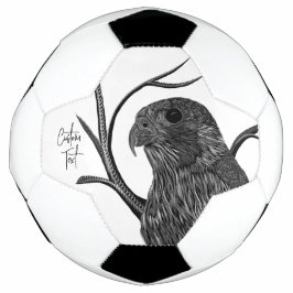 Peregrine Falcon in Baumzweigen mit Handschrift Fußball