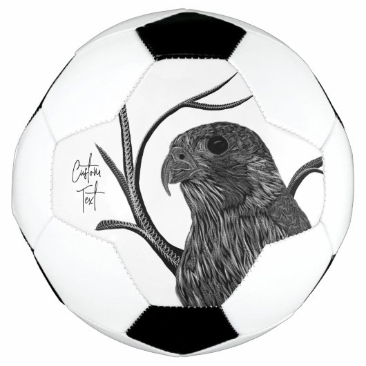 Peregrine Falcon in Baumzweigen mit Handschrift Fußball (Vorderseite)
