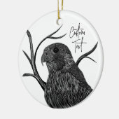 Peregrine Falcon in Baumzweigen mit Handschrift Keramik Ornament (Links)